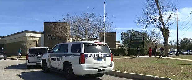 The accused teen LeFlore High School shooter was escorted to Metro Jail and charged as an adult.
Mandatory Credit:	WALA