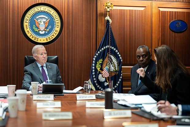In this photo posted to X on Monday, January 29, President Joe Biden is briefed by members of his national security team in the Situation Room on the latest developments regarding the attack on US service members in northeastern Jordan.
Mandatory Credit:	From President Joe Biden via X