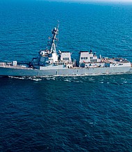 File photo showing the the guided-missile destroyer USS Gravely (DDG 107) sailing in the Arabian Gulf Dec. 5, 2023.
Mandatory Credit:	Mass Communication Specialist 3rd Class Janae Chambers/US Navy