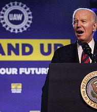 President Joe Biden speaks to United Auto Workers members at the UAW's Community Action Program legislative conference in Washington, DC, on January 24.
Mandatory Credit:	Leah Millis/Reuters