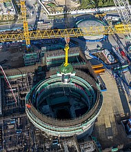 An aerial view of the core module of China's Linglong One, the world's first commercial SMR, installed on August 10, 2023 in Changjiang Li Autonomous County in Hainan province.
Mandatory Credit:	Luo Yunfei/China News Service/VCG/Getty Images