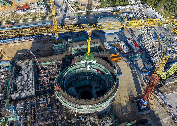 An aerial view of the core module of China's Linglong One, the world's first commercial SMR, installed on August 10, 2023 in Changjiang Li Autonomous County in Hainan province.
Mandatory Credit:	Luo Yunfei/China News Service/VCG/Getty Images