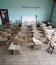 A classroom in the old Mount Sinai Junior High School, a "Rosenwald School," that was built for rural Black Americans during the Jim Crow era near Prattville, Alabama.
Mandatory Credit:	Jay Reeves/AP