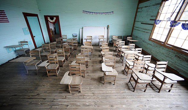 A classroom in the old Mount Sinai Junior High School, a "Rosenwald School," that was built for rural Black Americans during the Jim Crow era near Prattville, Alabama.
Mandatory Credit:	Jay Reeves/AP