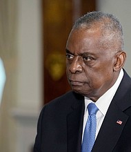 Lloyd Austin to hold first news conference since hospitalization; he is seen here during a meeting with NATO Secretary General Jens Stoltenberg at the Pentagon.
Mandatory Credit:	Susan Walsh/AP