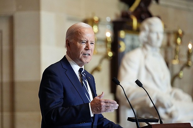 President Joe Biden speaks at the National Prayer Breakfast at the Capitol in Washington on Thursday, February 1, 2024.
Mandatory Credit:	Andrew Harnik/AP