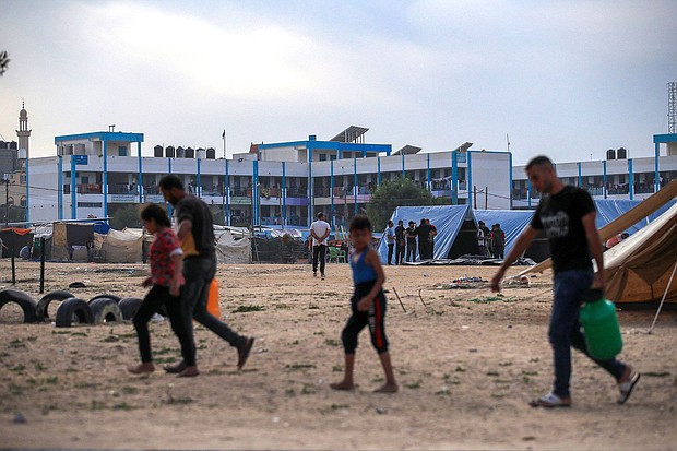 Palestinians have used schools run by UNRWA, pictured here in the southern city of Rafah, as shelter amid Israeli bombardment.
Mandatory Credit:	Mohammed Zaanoun/Middle East Images/AFP/Getty Images