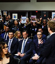 Meta's CEO Mark Zuckerberg stands and faces the audience as he testifies during the Senate Judiciary Committee hearing on online child sexual exploitation at the U.S. Capitol in Washington, U.S., January 31.
Mandatory Credit:	Evelyn Hockstein/Reuters