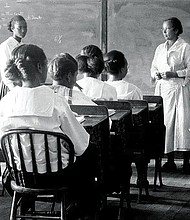 A historic photo of students at a Rosenwald School. The schools educated generations of Black Americans, including prominent graduates like the late John Lewis and poet Maya Angelou.
Mandatory Credit:	National Trust for Historic Preservation