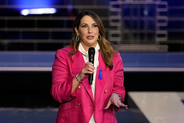Republican National Committee Chair Ronna McDaniel speaks in Miami before a Republican presidential primary debate hosted by NBC News on November 8.
Mandatory Credit:	Rebecca Blackwell/AP