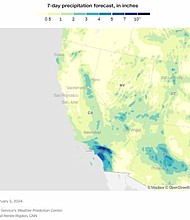 Cumulative amount of rain and other precipitation forecast for the next seven days.
Mandatory Credit:	National Weather Service's Weather Prediction Center/ Byron Manley and Renée Rigdon, CNN