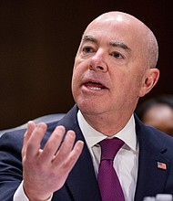 Homeland Security Secretary Alejandro Mayorkas testifies during a hearing of the Senate Appropriations Committee on Capitol Hill in November 2023, in Washington, DC.
Mandatory Credit:	Alex Brandon/AP/File
