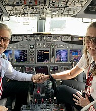 Pilots Joel and Shelley Atkinson are a husband-and-wife duo working at Southwest Airlines.
Mandatory Credit:	@luvpilots/Instagram