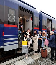 Ukraine's railway network appears to be thriving despite the ongoing conflict. This new service linking the western Ukraine city of Lviv and Warsaw in Poland was introduced in 2023.
Mandatory Credit:	Alona_Nikolaievych/Ukrinform/Sipa