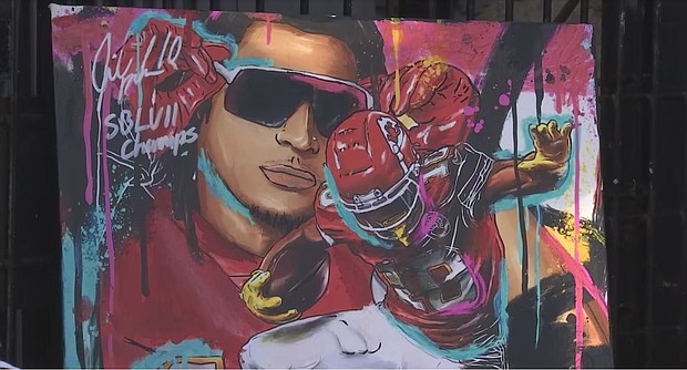 Kansas City artist, Deante Howard, captures the magic of the Chiefs on canvas ahead of Super Bowl LVIII.
Mandatory Credit:	KCTV
