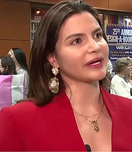 Missouri Secretary of State candidate Valentina Gomez posted a video in which she uses a flamethrower to light fire to books on the social media platform X.
Mandatory Credit:	KMOV