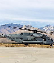 A CH-53E Super Stallion helicopter taxies in 2023 at Inyokern Airfield, California.
Mandatory Credit:	Lance Cpl. Jennifer Sanchez/US Marine Corps/File