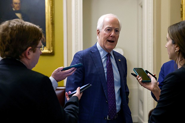 Sen. John Cornyn arrives to a luncheon with Senate Republicans at the US Capitol on February 7, 2024 in Washington, DC.
Mandatory Credit:	Anna Moneymaker/Getty Images