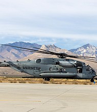 A CH-53E Super Stallion helicopter taxies in 2023 at Inyokern Airfield, California.
Mandatory Credit:	Lance Cpl. Jennifer Sanchez/US Marine Corps/File