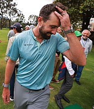 Del Solar leaves the course after a historic round.
Mandatory Credit:	Hector Vivas/Getty Images