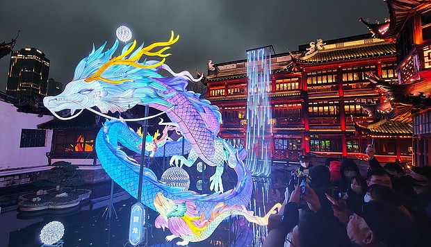 Tourists visit a Lunar New Year Lantern Festival in Shanghai on January 21.
Mandatory Credit:	Costfoto/Sipa USA