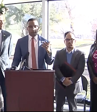 Harris County Attorney Christian D. Menefee, Houston City Controller Chris Hollins, and the President/CEO of Harris Health System Dr. Esmaeil Porsa