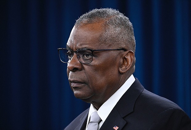 US Defense Secretary Lloyd Austin, seen here on February 1, canceled a trip to Brussels for NATO and Ukraine meetings later this week as he remains hospitalized.
Mandatory Credit:	Andrew Caballero-Reynolds/AFP/Getty Images