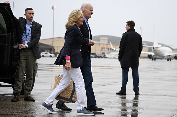 US President Joe Biden and First Lady Jill Biden walk to board Air Force One at Joint Base Andrews in Maryland on December 2023.
Mandatory Credit:	Mandel Ngan/AFP/Getty Images