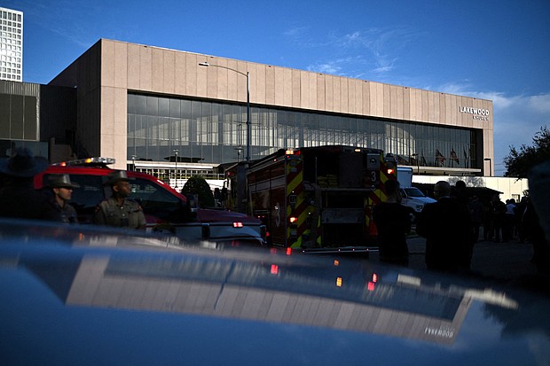 First responders and members of law enforcement surround the area after a shooting Sunday at television evangelist Joel Osteen's Lakewood Church in Houston.
Mandatory Credit:	Callaghan O'Hare/Reuters
