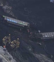 California officials said a train derailed in Plumas County and spilled coal into the Middle Fork of the Feather River.
Mandatory Credit:	KCRA
