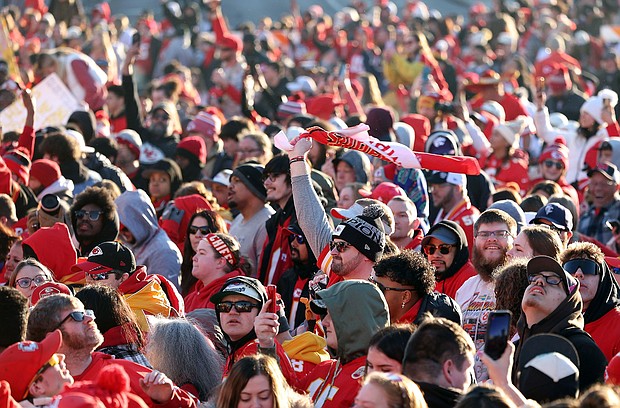 Kansas City Chiefs fans get ready for the Super Bowl victory parade.
Mandatory Credit:	Jamie Squire/Getty Images