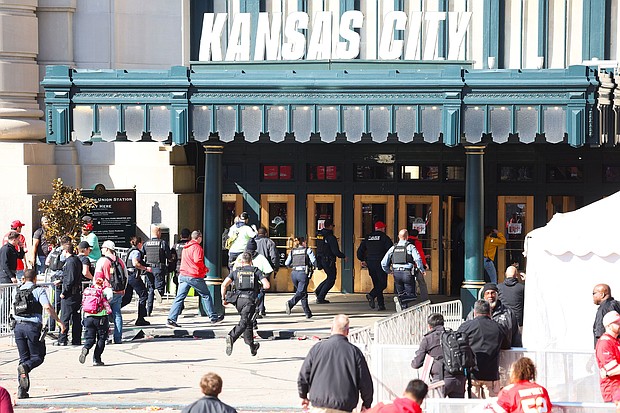 Law enforcement and medical personnel respond to a shooting at Union Station during the Kansas City Chiefs Super Bowl LVIII victory parade on February 14, 2024 in Kansas City, Missouri.
Mandatory Credit:	Jamie Squire/Getty Images