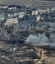 Avdiivka's destroyed buildings as seen on Thursday.
Mandatory Credit:	Kostiantyn Liberov/Libkos/Getty Images