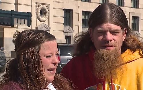 Bob and Sami Whyldgrr decided after the Chiefs won the Super Bowl that they were ditching their small courthouse wedding and taking their nuptials to Union Station.
Mandatory Credit:	KSHB via CNN Newsource