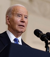President Joe Biden speaks in the State Dining Room of the White House on February 13 in Washington, DC.
Mandatory Credit:	Anna Moneymaker/Getty Images via CNN Newsource
