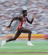 Lewis competes in the long jump at the 1984 Olympic Games in Los Angeles.
Mandatory Credit:	David Cannon/Getty Images