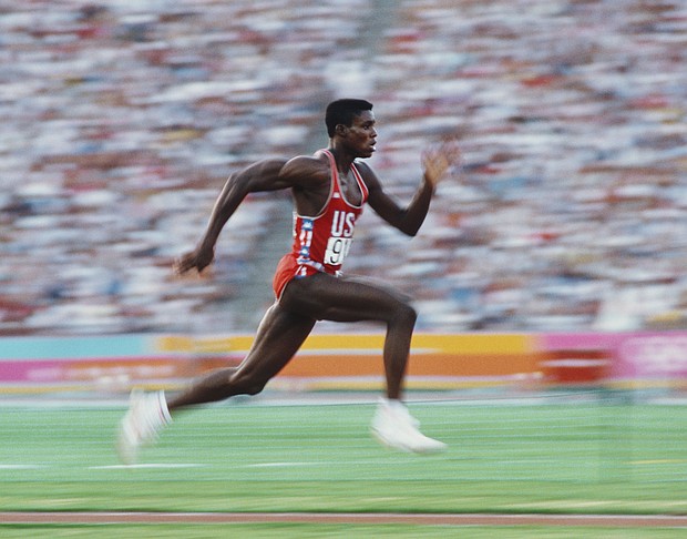 Lewis competes in the long jump at the 1984 Olympic Games in Los Angeles.
Mandatory Credit:	David Cannon/Getty Images
