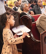 Riley Bridges, 5, is one of many participants in the First African Baptist Church’s Music and Fine Arts Black History program on Sunday, Feb. 11.