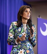 Nikki Haley makes remarks during a campaign visit ahead of the Republican presidential primary election in North Augusta, South Carolina, on February 21.
Mandatory Credit:	Alyssa Pointer/Reuters via CNN Newsource