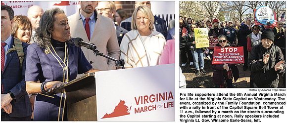 Gov. Glenn Youngkin and Lt. Gov. Winsome Earle-Sears, both Republicans, joined thousands of Virginia activists Wednesday for an annual anti-abortion ...