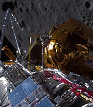 Odysseus passes over the near side of the moon following lunar orbit insertion on February 21.
Mandatory Credit:	Intuitive Machines/NASA/X via CNN Newsource