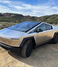 The Cybertruck's design was largely dictated by the choice of material, hard cold-rolled stainless steel.
Mandatory Credit:	Peter Valdes-Dapena/CNN via CNN Newsource
