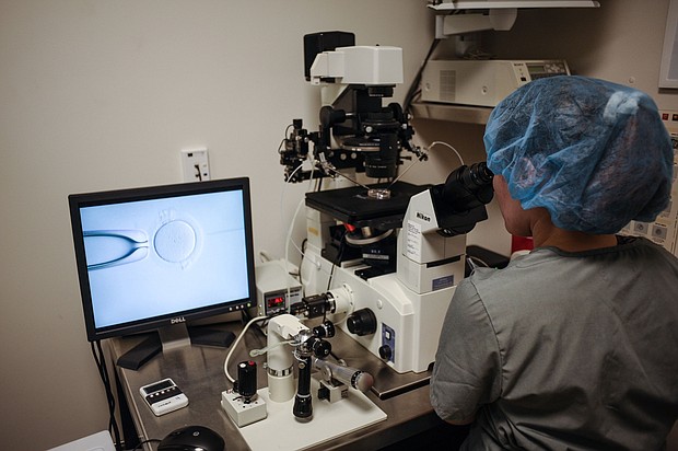 An embryologist is seen at work at the Virginia Center for Reproductive Medicine, in Reston, Virginia on June 12, 2019.
Mandatory Credit:	Ivan Couronne/AFP/Getty Images via CNN Newsource