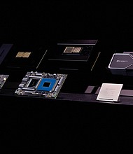 Nvidia processor and superchips are on display on stage at the COMPUTEX forum in Taipei, Taiwan May 29, 2023.
Mandatory Credit:	Ann Wang/Reuters via CNN Newsource