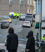 Members of HM Coastguard Search and Rescue gather after homes were evacuated when a suspected WWII explosive device was discovered.
Mandatory Credit:	Matt Keeble/PA Images/Getty Images via CNN Newsource