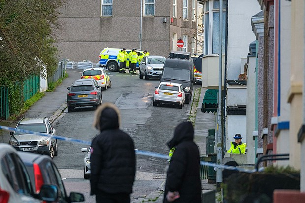 Members of HM Coastguard Search and Rescue gather after homes were evacuated when a suspected WWII explosive device was discovered.
Mandatory Credit:	Matt Keeble/PA Images/Getty Images via CNN Newsource