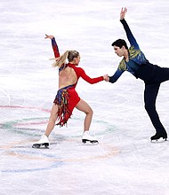 Marjorie Lajoie and Zachary Lagha of Team Canada skate during the Ice Dance Free Dance on day ten of the Beijing 2022 Winter Olympic Games at Capital Indoor Stadium in February 2022 in Beijing, China.
Mandatory Credit:	Dean Mouhtaropoulos/Getty Images via CNN Newsource