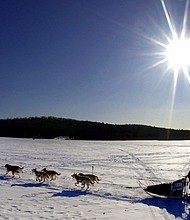 A sled dog team crosses Portage Lake in Portage, Maine, during the Can Am Crown 250 in 2001.
Mandatory Credit:	Robert F. Bukaty/AP via CNN Newsource
