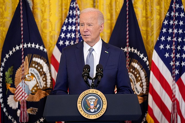 President Joe Biden is set to convene the top four congressional leaders at the White House; he is seen speaking in the East Room of the White House on February 23.
Mandatory Credit:	Evan Vucci/AP via CNN Newsource