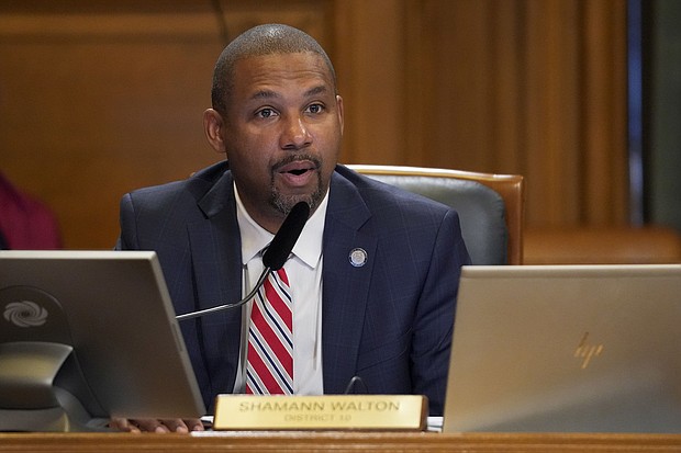 San Francisco Supervisor Shamann Walton speaks during a meeting at City Hall Tuesday in San Francisco.
Mandatory Credit:	Godofredo A. Vásquez/AP via CNN Newsource